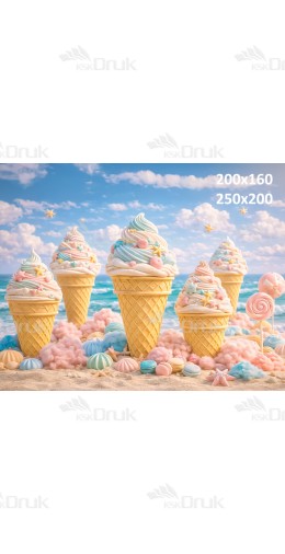 Tło fotograficzne „Pastelowe lody na plaży – bajkowa kraina słodyczy” | 4044
